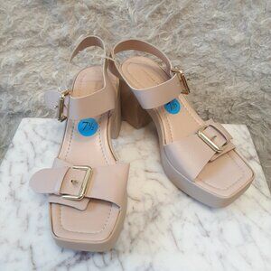 Christian Di Riccio Women's Beige Leather Platform Saddles 7.5/38 Made in Italy
